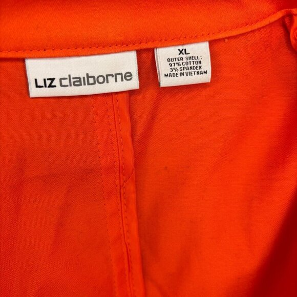 LIZ CLAIBORNE Blazer Womens XL Orange Stretch Buttons Pockets Shoulder Detail - Picture 4 of 4
